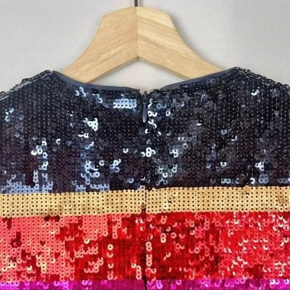 Trina Turk Gin Fizz Sequin Stripe Short Sleeve Blouse XS - Picture 6 of 7